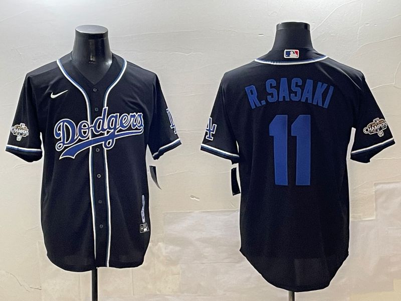 Men Los Angeles Dodgers #11 R.Sasaki Black Fashion Game 2025 Nike MLB Jersey style 306->detroit tigers->MLB Jersey